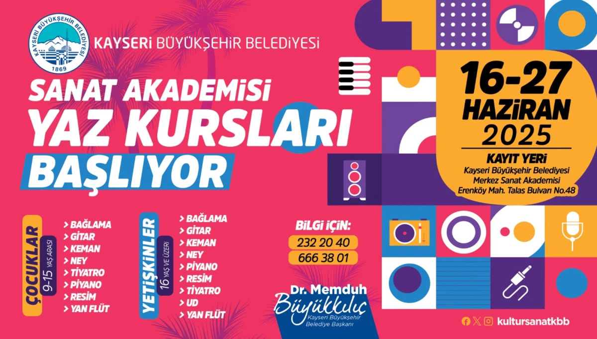 BÜYÜKŞEHİR, SANAT AKADEMİSİ YAZ KURSLARI İÇİN KAYITLARI BAŞLATIYOR 