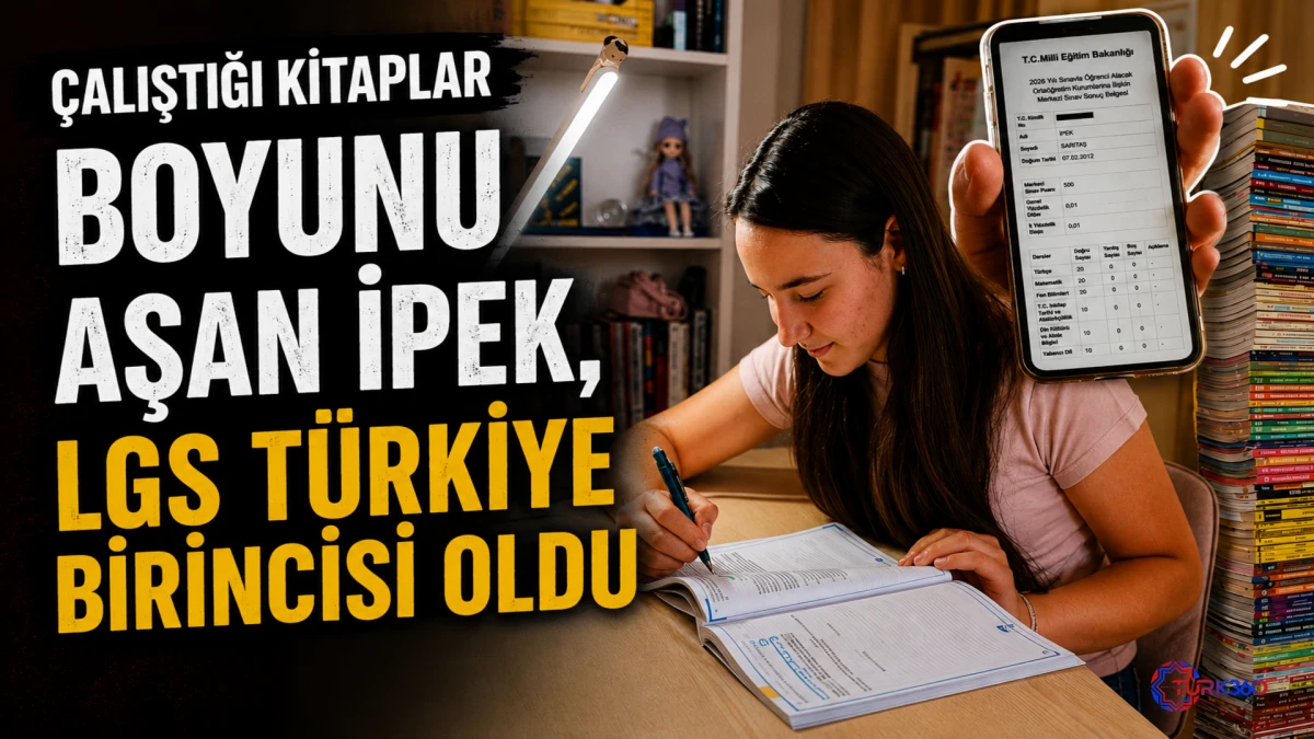 &Ccedil;alıştığı kitaplar boyunu aşan İpek, LGS T&uuml;rkiye birincisi oldu 