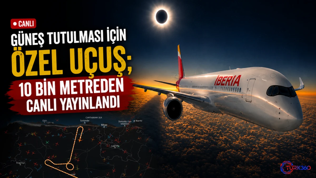 G&uuml;neş tutulması i&ccedil;in &ouml;zel u&ccedil;uş; 10 bin metreden canlı yayınlandı 