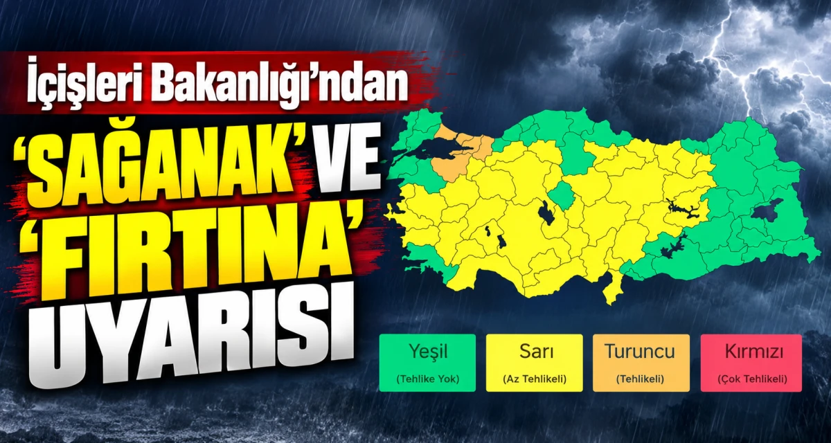 İ&ccedil;işleri Bakanlığı'ndan 'sağanak' ve 'fırtına' uyarısı 