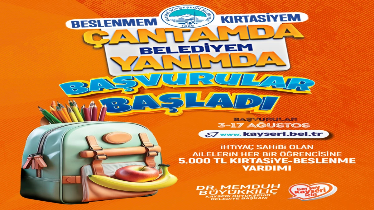Kayseri B&uuml;y&uuml;kşehir'in 5 Bin TL'lik Eğitim Desteği Başvuruları Başladı