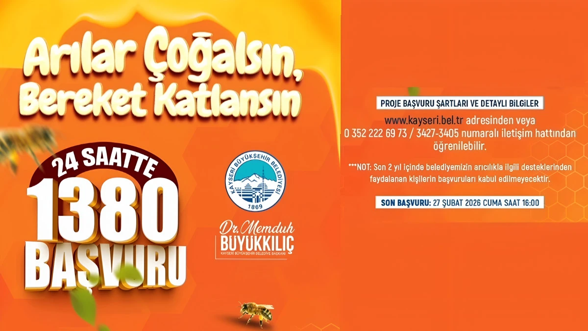 Kayseri B&uuml;y&uuml;kşehir&rsquo;in Arıcılık Projesine Yoğun İlgi: 24 Saatte 1.380 Başvuru! 