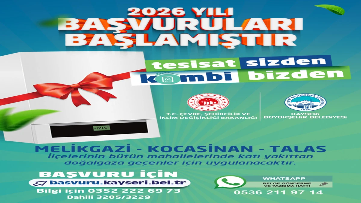 Kayseri’de ‘Tesisat Sizden, Kombi Bizden’ Projesi 2026 Başvuruları Başladı 