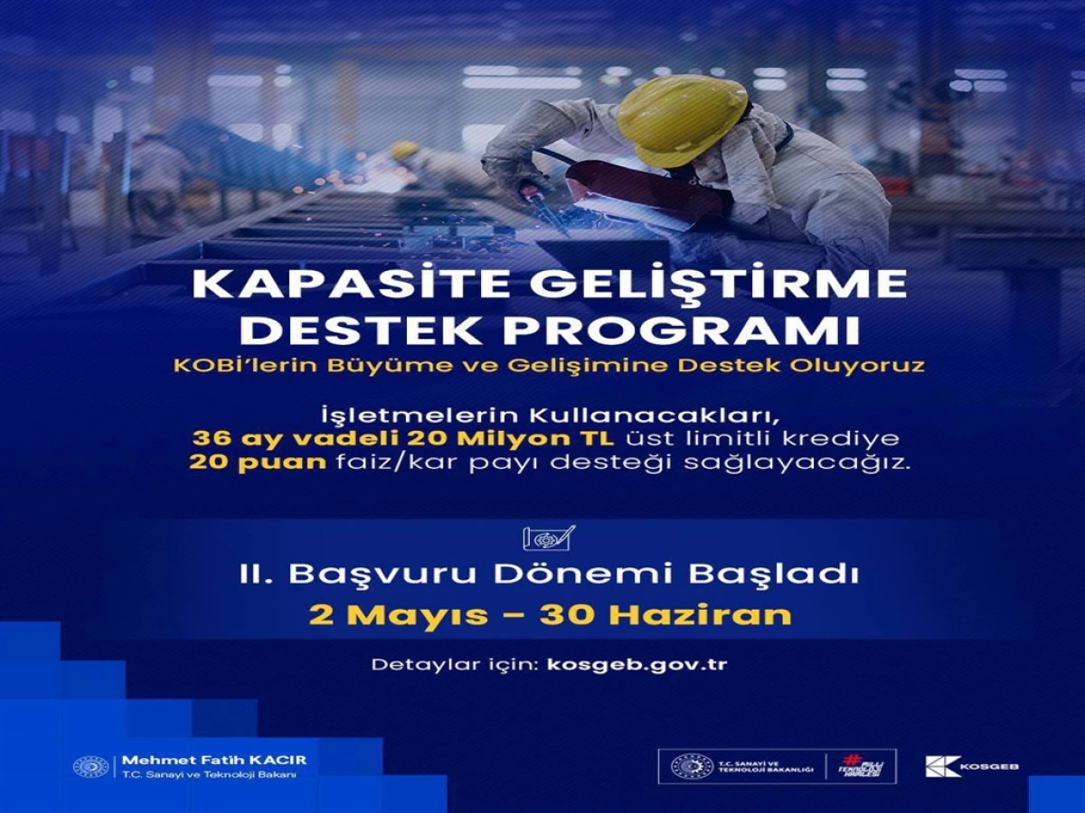 KOSGEB Kapasite Geliştirme Destek Programı'nda 2. Başvuru Dönemi başladı 