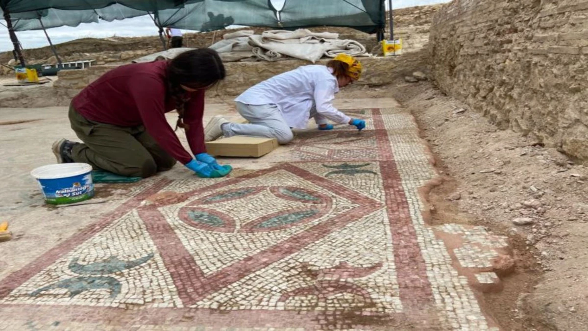 Pompeiopolis Antik Kenti&rsquo;nde 105 metrekarelik zemin mozaiği a&ccedil;ığa &ccedil;ıkarıldı 